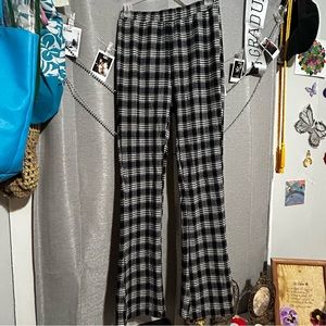 black and white flare plaid yoga pants